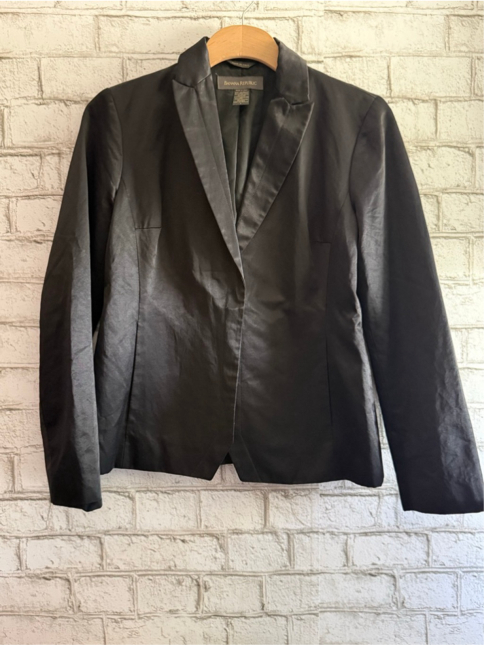 Vintage Y2K Banana Republic Satin Blazer Made in Italy Black size 4 Holiday 2000